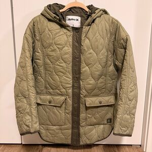 Hurley Khaki Quilted Hooded Jacket